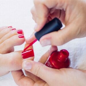 pedicure red nailpolish